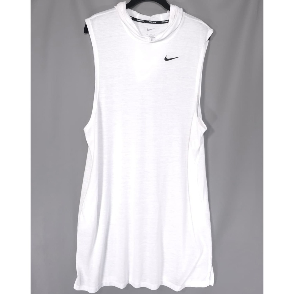 NIKE SWIM Essential Women's XXL Hooded Cover Up Dress White Pockets Sleeveless - Picture 3 of 9